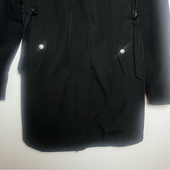 ATHLETA Women’s Midtown Rain Trench Coat Size Small Hooded Black Jacket - Picture 4 of 14